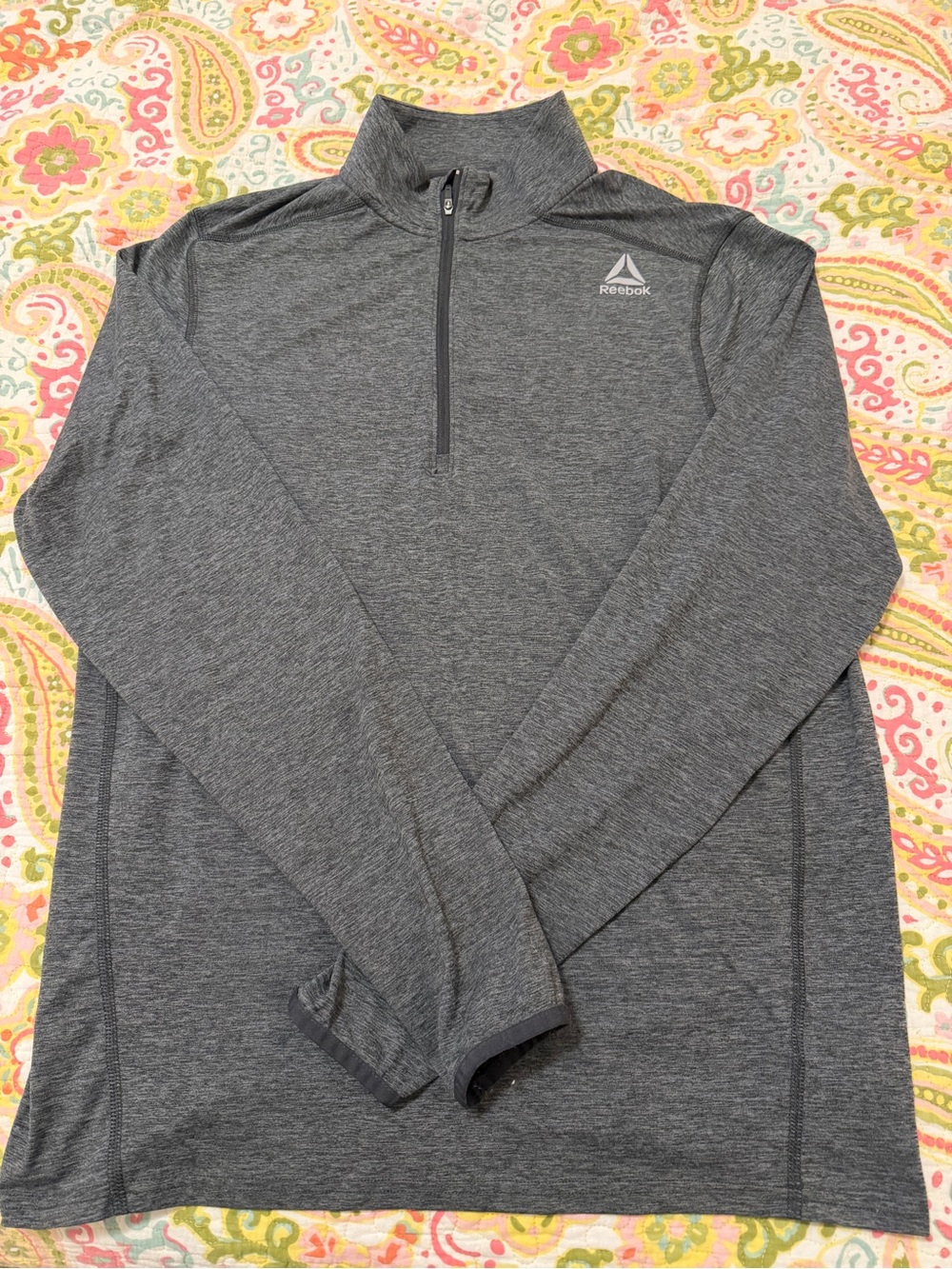 Reebok Dark Gray Quarter-Zip Performance Top